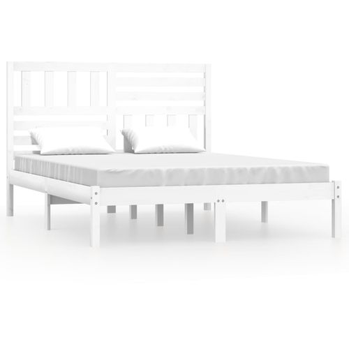 Okvir za krevet od masivne borovine bijeli 140 x 190 cm slika 2