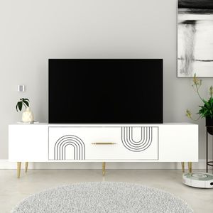 TV stalak Dekol2 u bijeloj i zlatnoj boji
