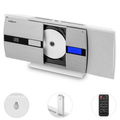 OneConcept V-15-BT, bijela, stereo sistem, bluetooth, CD, USB, MP3, FM, AUX, alarm slika 3