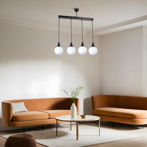 Afra 4 Lü Sıralı Siyah Beyaz Camlı Sarkıt Black
White Chandelier slika 1