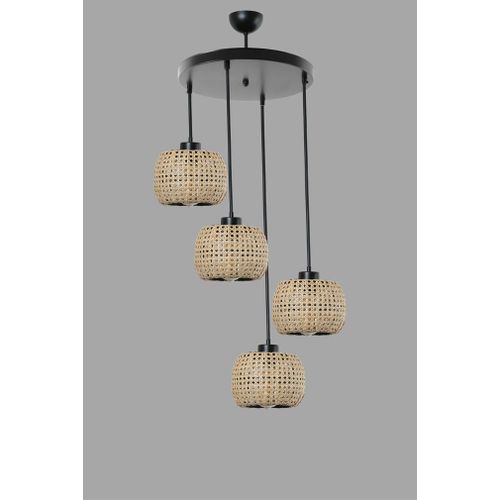 Tıger 4 Lü Tepsili Rattan Sarkıt Rattan Chandelier slika 3