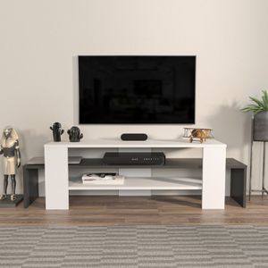 TV Stalak Lenora - Bijeli, Antracit Bijeli
