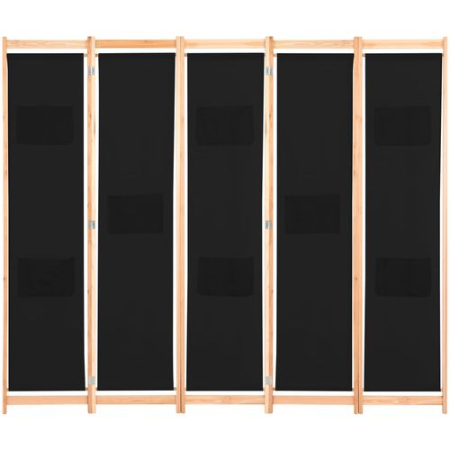 Sobna pregrada s 5 panela od tkanine 200 x 170 x 4 cm crna slika 38