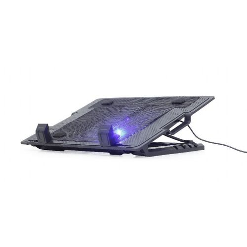 Gembird NBS-1F17T-01 Notebook Cooling Stand 17in, 15cm Fan, Height Adjustment, LED Backlight, USB Passthrough, Black slika 1