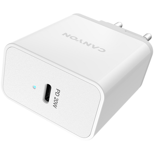 Canyon, PD WALL Charger, Input: 110V-240V, Output:PD 20W, Eu plug, Over-load, over-heated, over-current and short circuit protection Compliant with CE RoHs,ERP. Size: 89*46*26.5mm, 52g, White slika 2