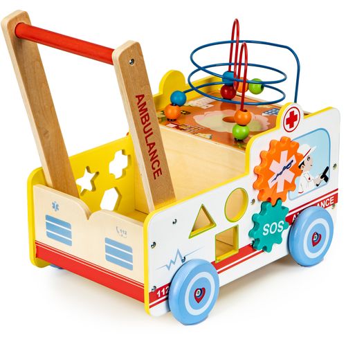 EcoToys multifunkcionalna drvena guralica ambulanta slika 3