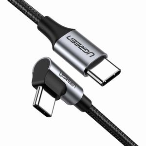 Ugreen kutni kabel USB tipa C - USB tip C Power Delivery 60 W 20 V 3 A 2 m crno-sivi kabel