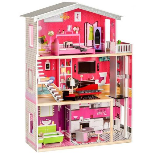 Eco Toys Drvena Kućica Za Lutke Sa Liftom - Malibu Residence slika 3