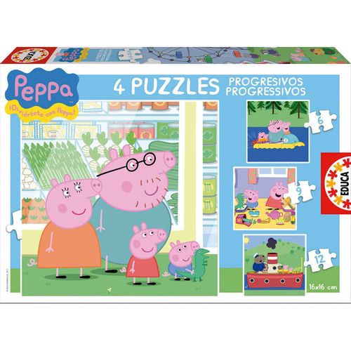 Peppa Pig progresivne puzzle 6-9-12-16 slika 1