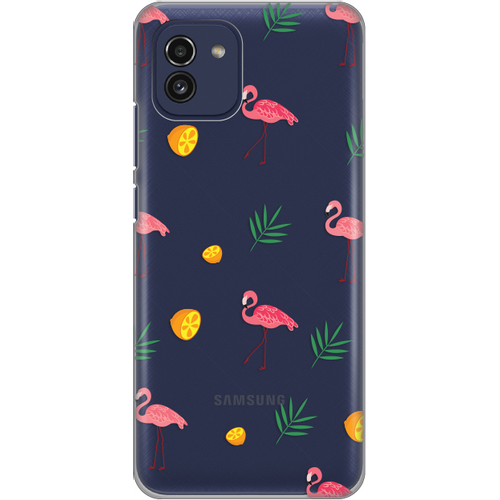 Torbica Silikonska Print Skin za Samsung A035G Galaxy A03 Flamingos slika 1