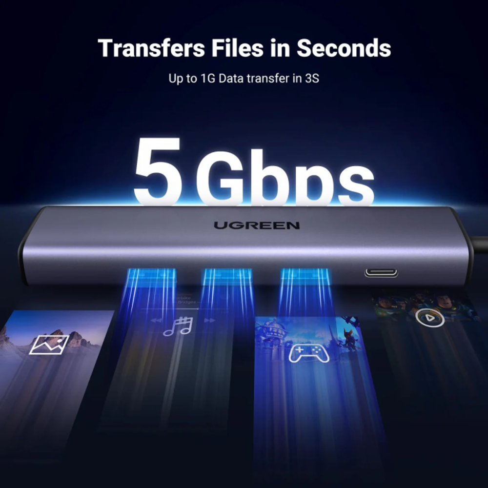 Ugreen USB 3.0 5v1 Hub slika 3