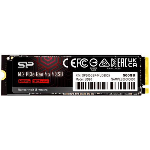 Silicon Power SP500GBP44UD9005 M.2 NVMe 500GB SSD, UD90, PCIe Gen 4x4, 3D NAND, Read up to 5,000MB/s, Write up to 2,700MB/s (single sided), 2280 slika 1