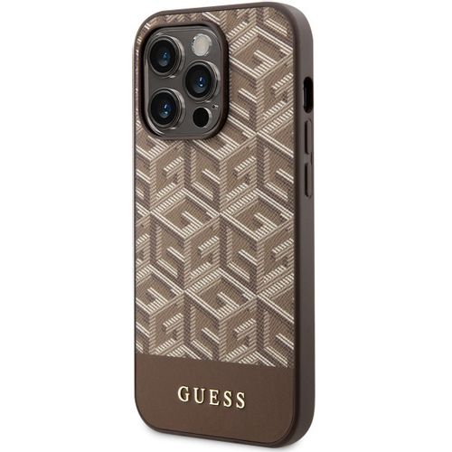 Guess Futrola za iPhone 14 Pro GCUBE PU STRIPES BROWN MagSafe slika 4