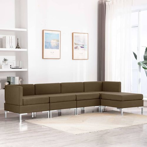 5-dijelni set sofa od tkanine smeđi slika 17