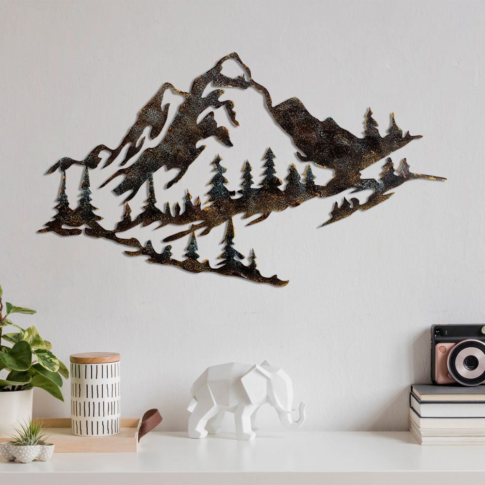 Decorative metal wall accessory Mountain - 1, colour: multicolor slika 1