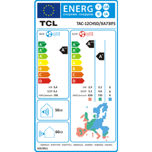 TCL TAC-12CHSD/XA73IFS ELITE lite inverter klima uređaj, 12000 btu slika 3