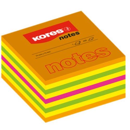Blok kocka samoljepljiva 50 x 50 mm, 400 listića u 4 neon boje, Kores slika 2