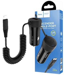 hoco. Auto punjač za Lightning kabelom,  1 x USB, 2.4 A max. - Z21A Ascender Lightning