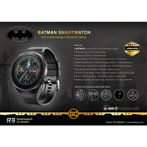 DC Pametni sat, Batman, 1.3" LCD, Bluetooth, IP67 - BATMAN Smartwatch slika 5