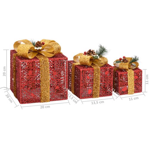 Ukrasne božićne kutije za poklone 3 kom crvene slika 9