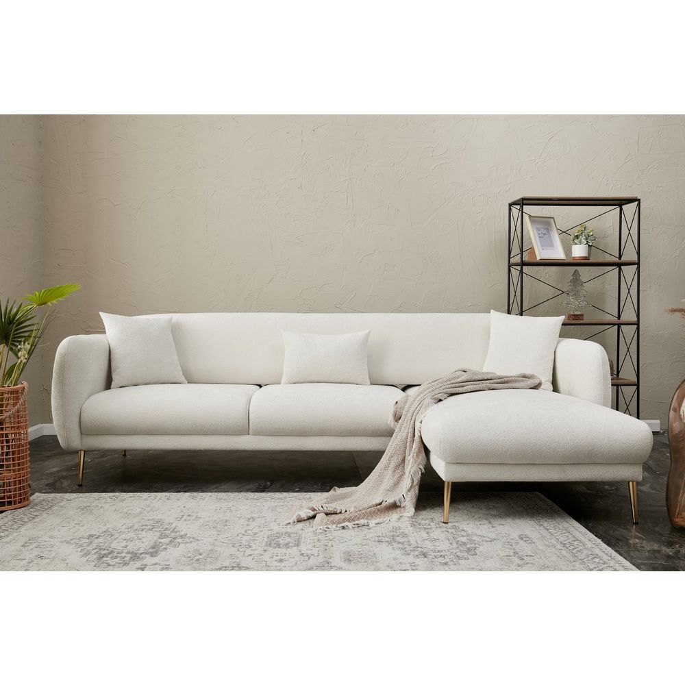 Simena Desni - Krem Zlatni Ugaoni Sofa-Krevet slika 2