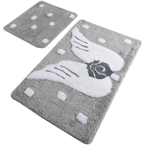 Angel - Grey Multicolor Acrylic Bathmat Set (2 Pieces) slika 2