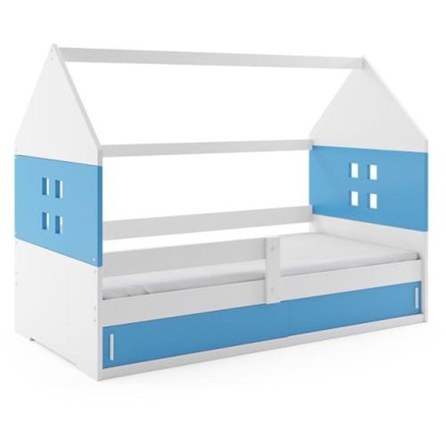 Drveni dečiji krevet Domi 1 sa prostorom za odlaganje - 160x80 cm - plavo - beli slika 2