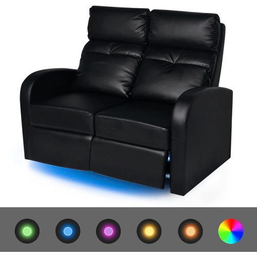 Dvodijelni set LED fotelja 2+3 sjedala od umjetne kože crni slika 47