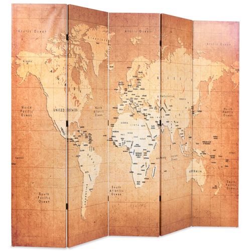 Sklopiva sobna pregrada s kartom svijeta 200 x 170 cm žuta slika 28