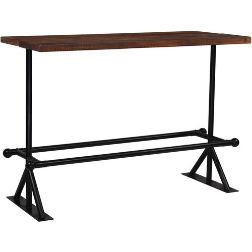 Barski stol od masivnog obnovljenog drva 150x70x107 cm tamno smeđi slika 33