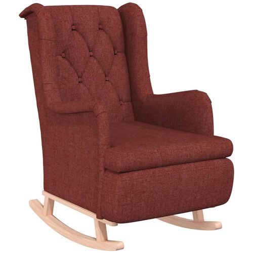 Fotelja s nogama za ljuljanje od kaučukovca boja vina tkanina slika 2