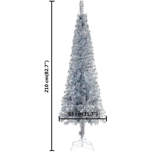 Usko božićno drvce s LED svjetlima srebrno 210 cm slika 19