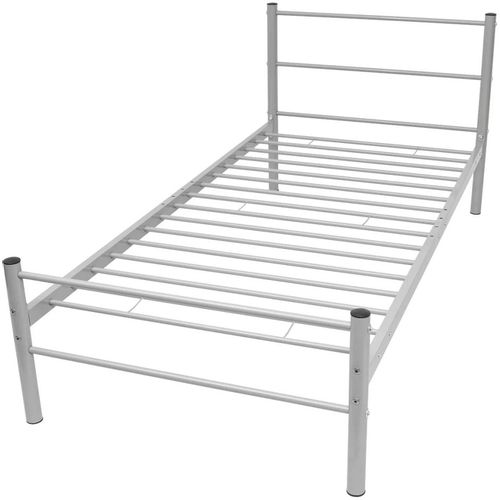 Krevet s madracem sivi metalni 90 x 200 cm slika 41