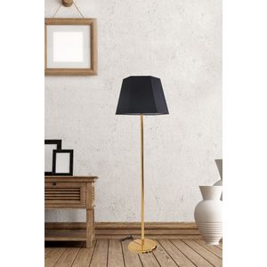 Mercan Gold Lambader Prizma Siyah Abajurlu Gold Floor Lamp