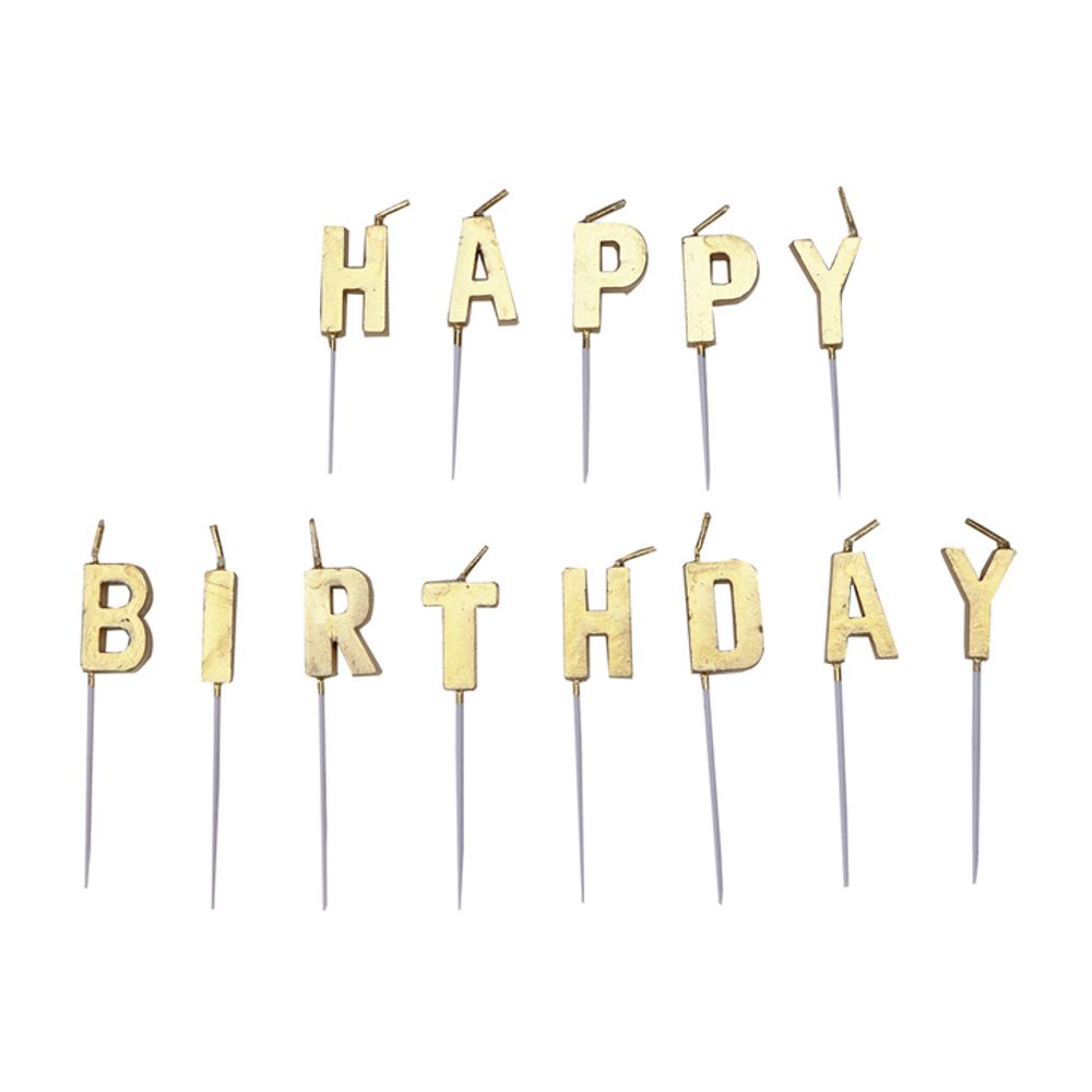 9902307 Svjećice za tortu Happy Birthday Zlatne 7,7cm slika 1