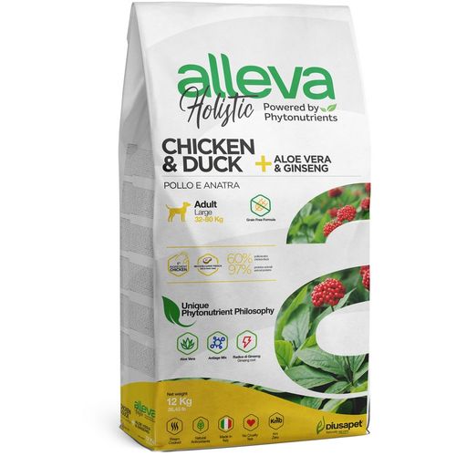 Alleva Holistic Dog Adult Chicken &amp; Duck + Aloe Vera &amp; Ginseng Maxi 12 kg slika 1