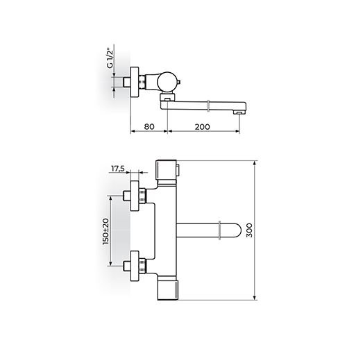 Rosan  STOLZ - THERMO Termostatska zidna baterija sa izlivom 200mm slika 2