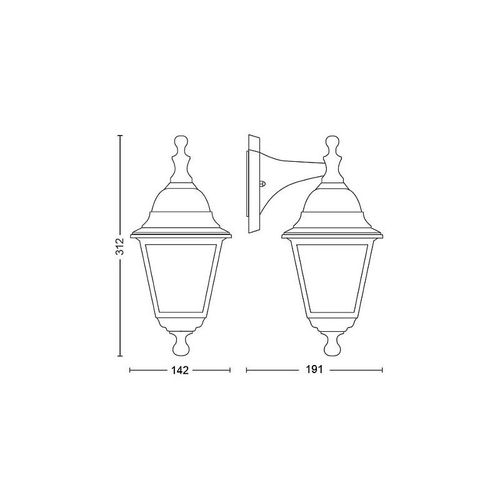 Philips lima wall lantern black 1x60w 230v slika 3