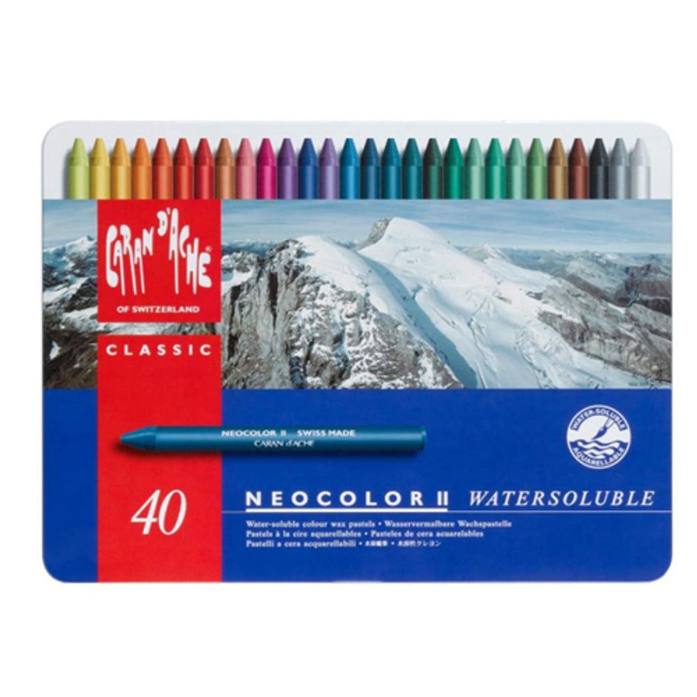 Boje voštane za akvarel, Classic Neocolor II, 40 kom, Caran d'Ache slika 1