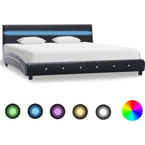Okvir za krevet od umjetne kože s LED svjetlom crni 160x200 cm slika 1
