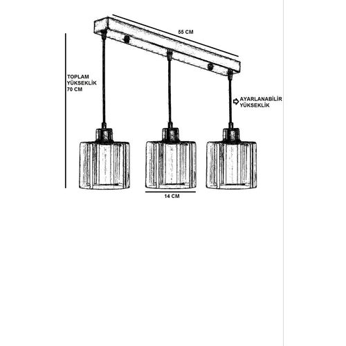 Yeni Sahra 3 Lü Sıralı Eskitme Sarkıt Copper Chandelier slika 3