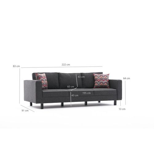 Atelier Del Sofa Trosjed, Antracit, Kale Linen - Anthracite slika 8