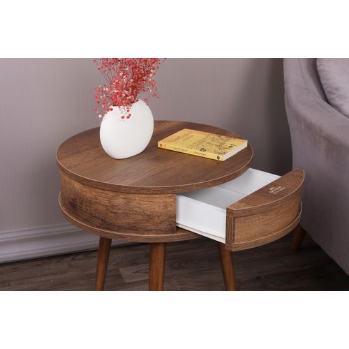 Yuvarlak - Walnut Walnut Side Table slika 3