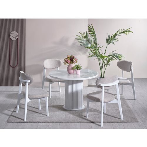 Aqua - White White Dining Table & Chairs Set (4 Pieces) slika 2