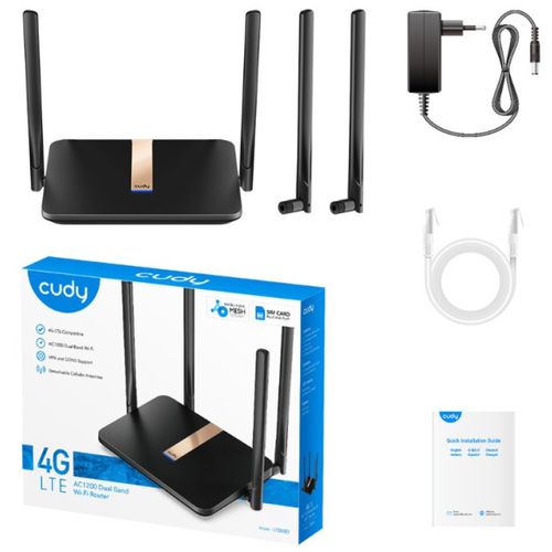 Cudy LT500D 4G LTE AC1200 Dual Band MESH Wi-Fi Router CPE 4+5Ghz, 1W/4L 10/100, 4x Antena detachable slika 4