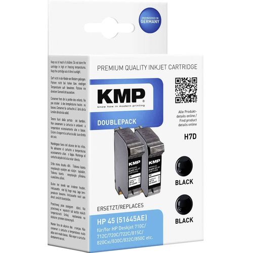 KMP tinta zamijenjen HP 45 kompatibilan 2-dijelno pakiranje crn H7D 0927,4021 slika 1