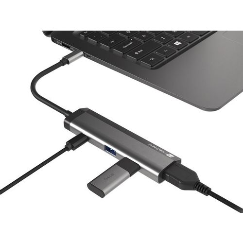 Natec NMP-1984 FOWLER SLIM, USB Type-C 3-in-1 Multi-port Adapter (USB3.0 Hub + HDMI + PD), Max. 100W Output, Grey slika 4