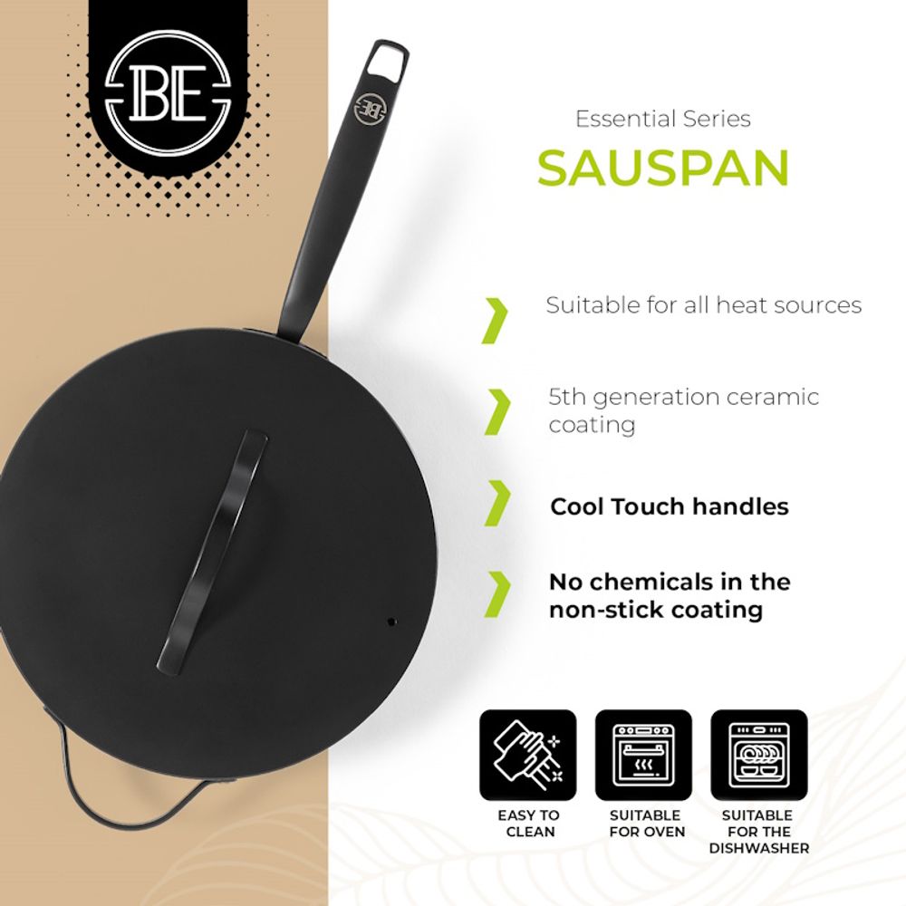 BE Living Duboka tava s poklopcem Essential Black 28 cm slika 2