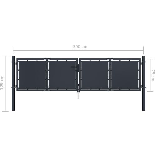 Vrtna vrata čelična 300 x 75 cm antracit slika 5