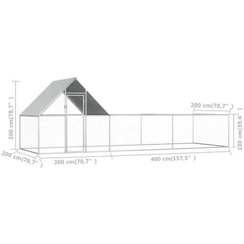 Kokošinjac od pocinčanog čelika 6 x 2 x 2 m slika 19